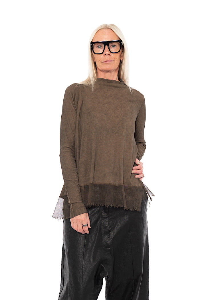 RELAXED NETTED HEM T-SHIRT