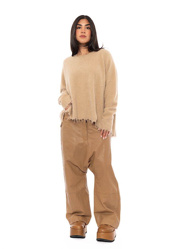 FRAYED FOX WOOL SILK PULLOVER