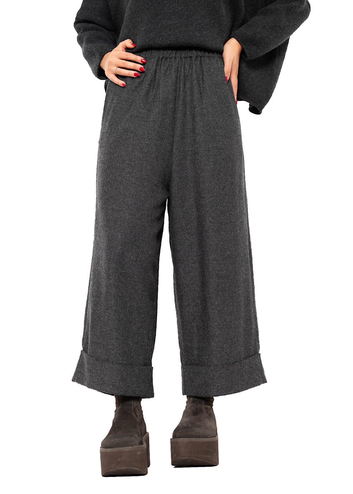 HERRINGBONE WIDE LEG GIONA TROUSER