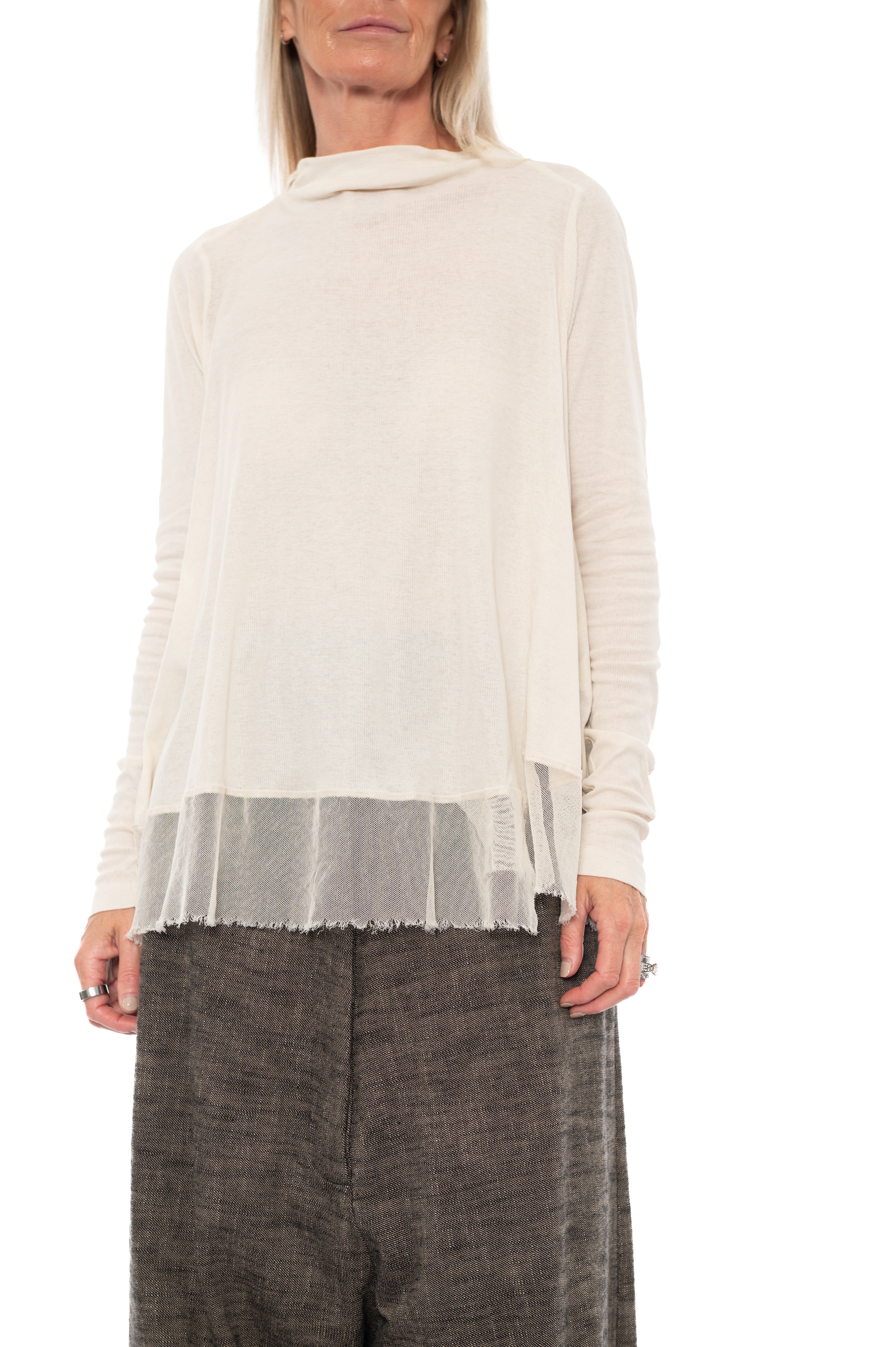 RELAXED NETTED HEM T-SHIRT