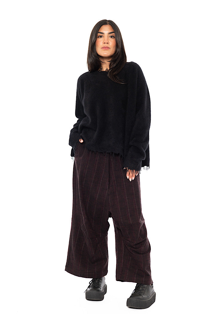 PINSTRIPE DROP CROTCH WOOL TROUSER