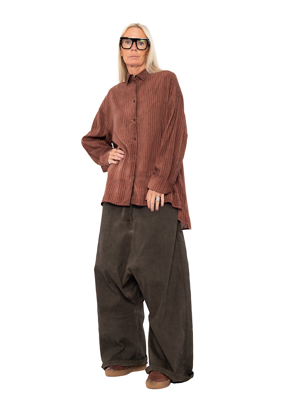 GARMENT-DYED SILK STRIPE SHIRT