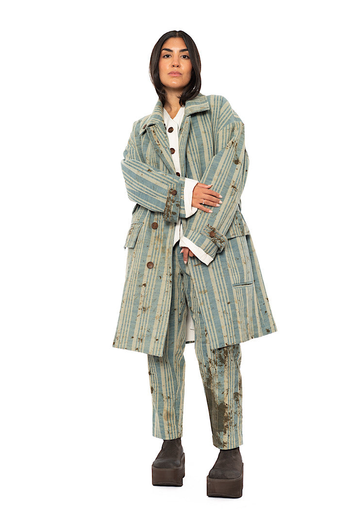 OVERSIZED STRIPED COTTON COAT