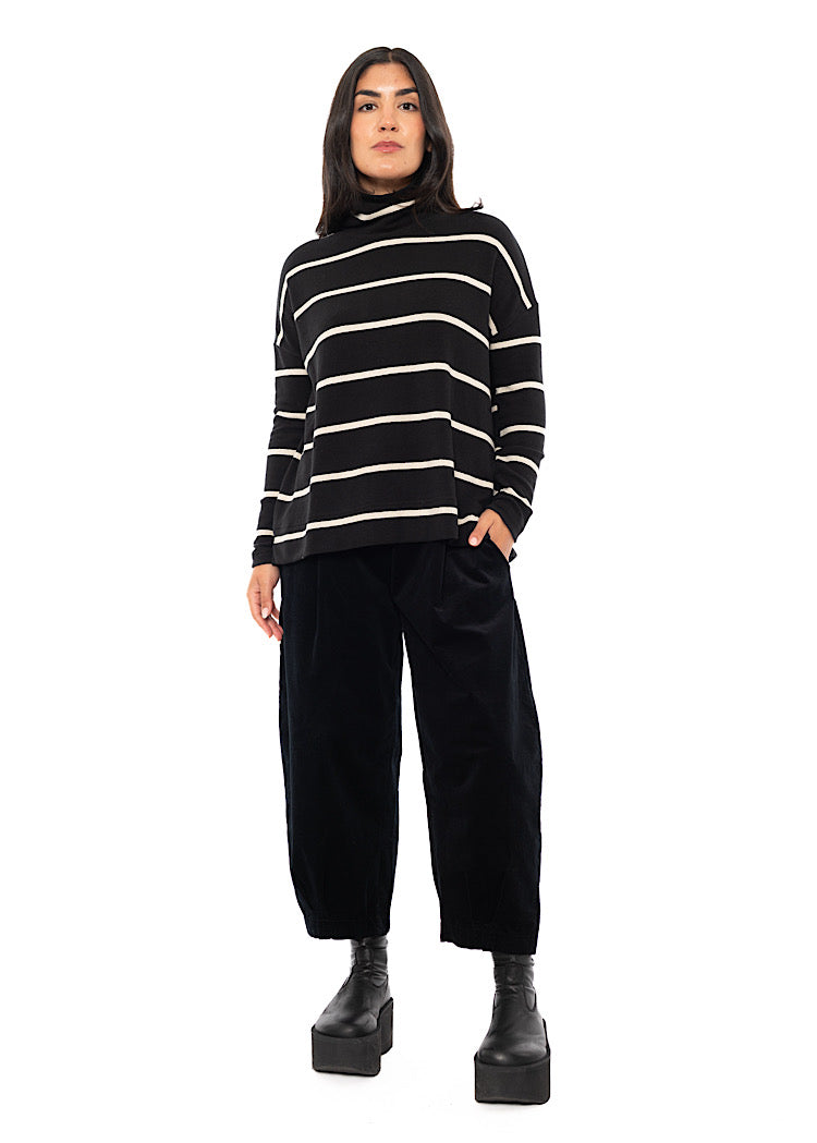 STRIPED COTTON-FLEECE JADE PULLOVER
