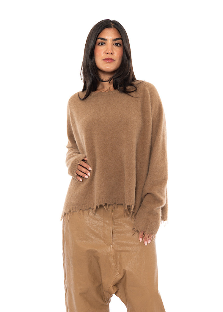 RELAXED FRAYED KNIT PULLOVER