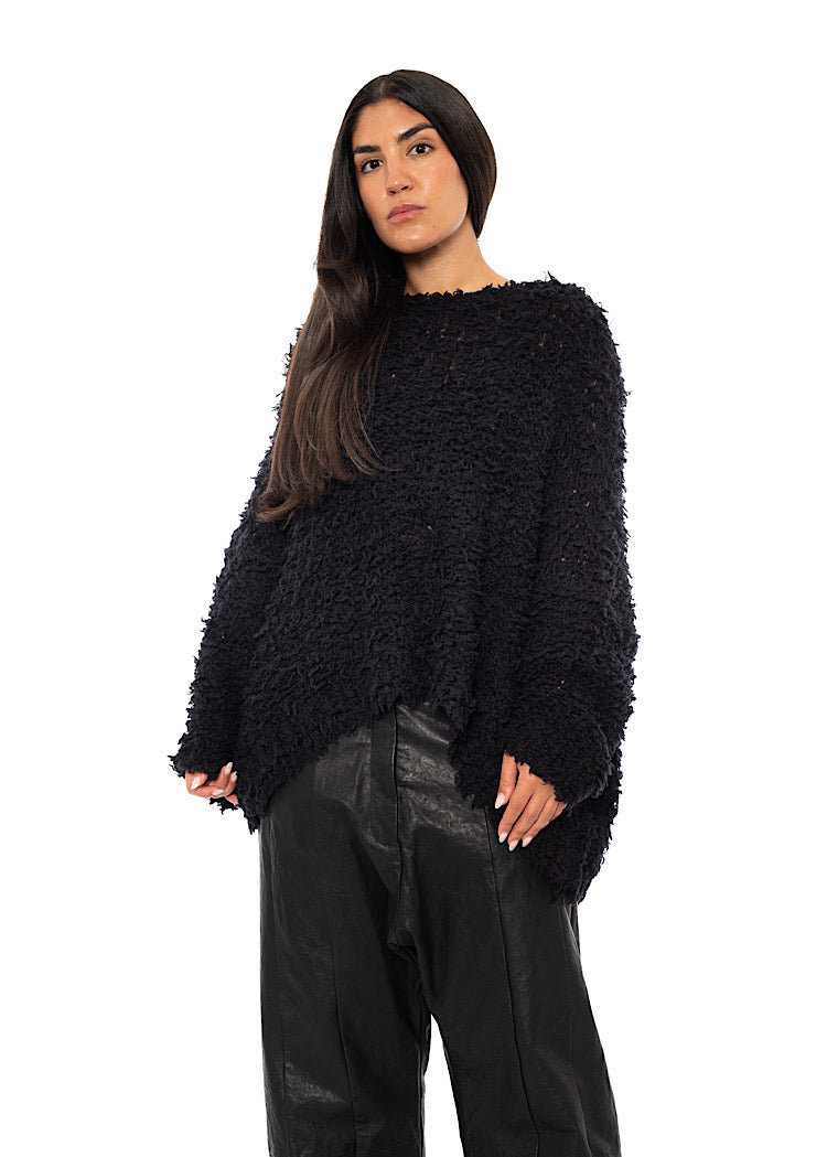 TEXTURED WOOL BLEND PULLOVER