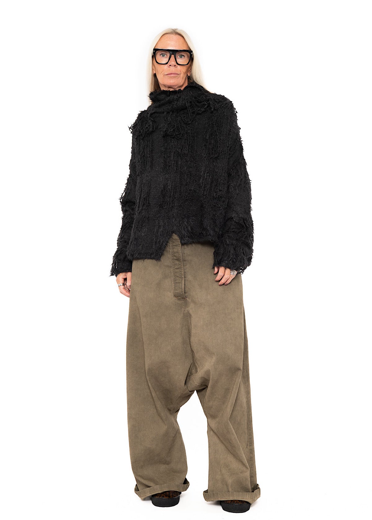 LADDERED SILK KNIT PULLOVER