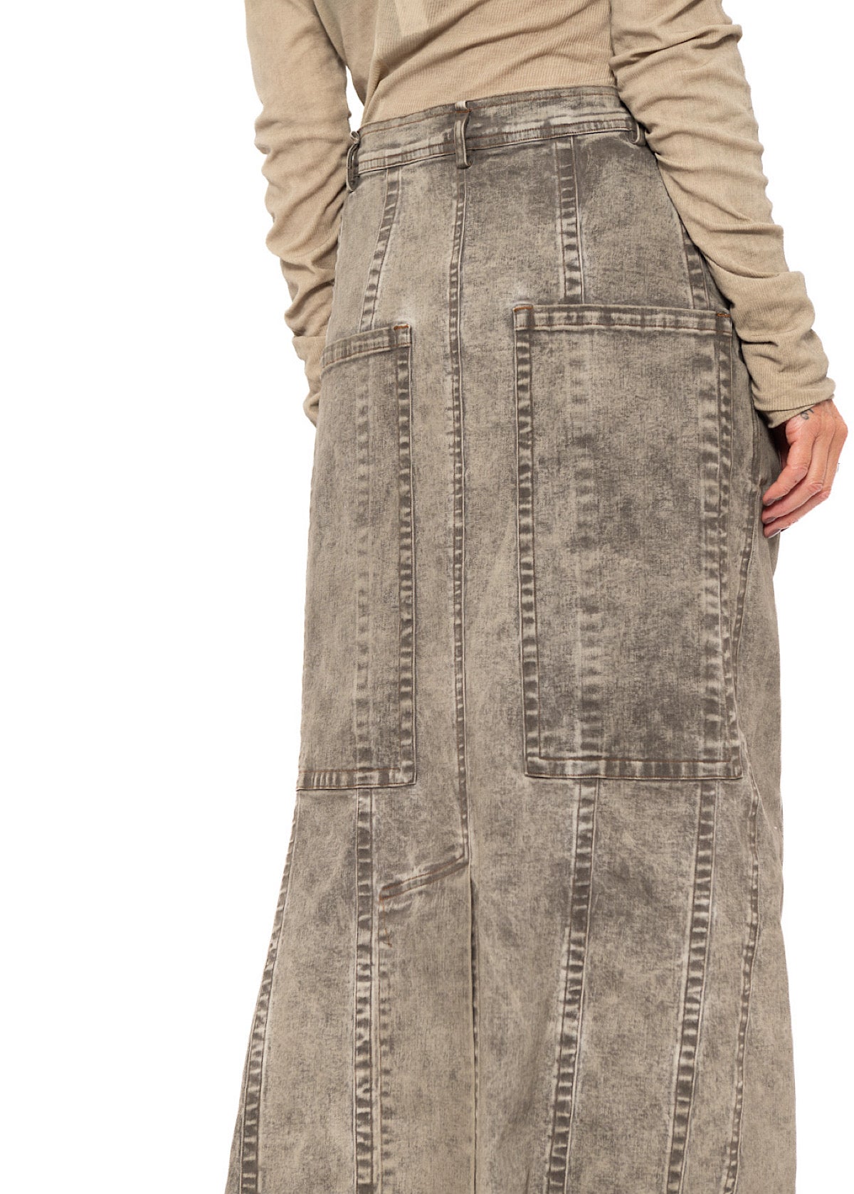 STRETCH DENIM MAXI SKIRT