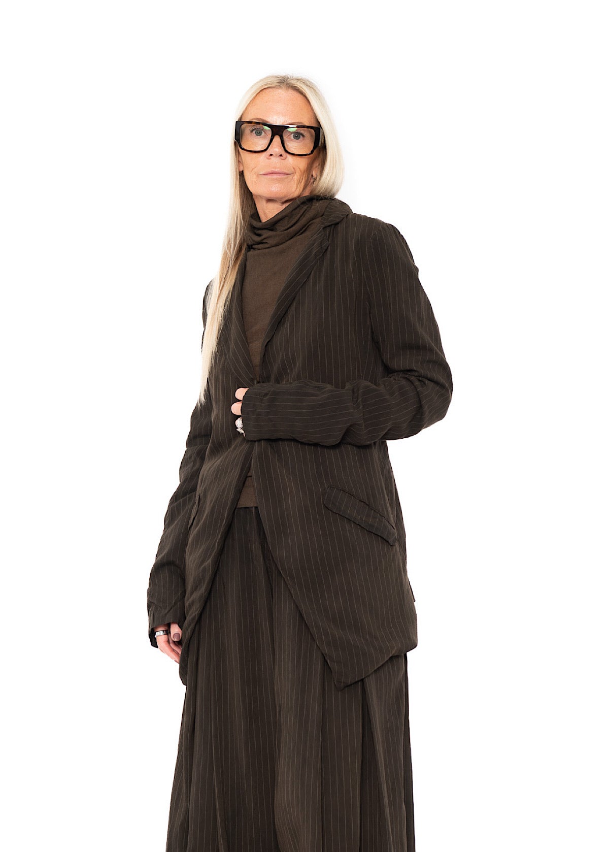 FLUID PINSTRIPE LONGLINE JACKET