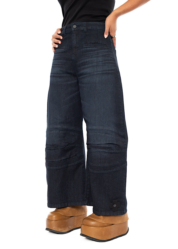 STRETCH HORSESHOE WIDE-LEG TROUSER