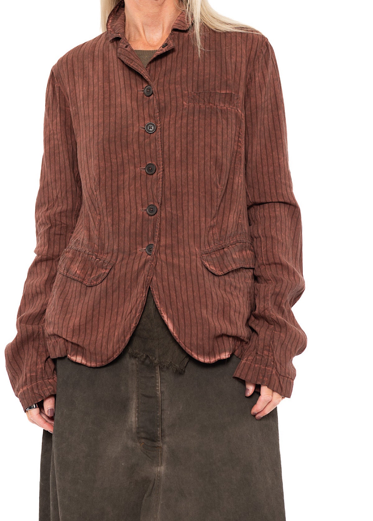 GARMENT-DYED SILK STRIPE JACKET