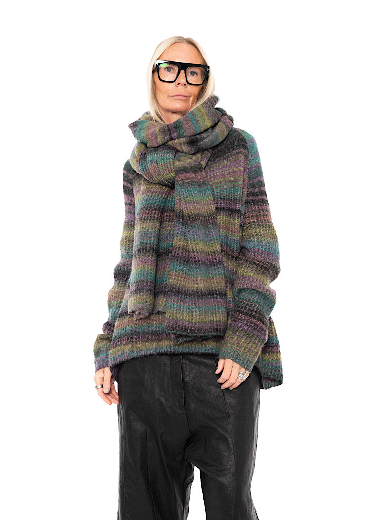 MULTICOLOUR STRIPE KNITTED SCARF