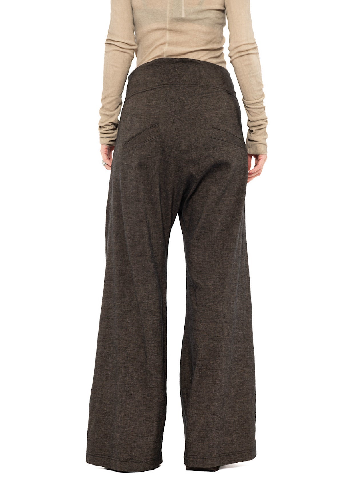 STRETCH FLARED WIDE-LEG TROUSER