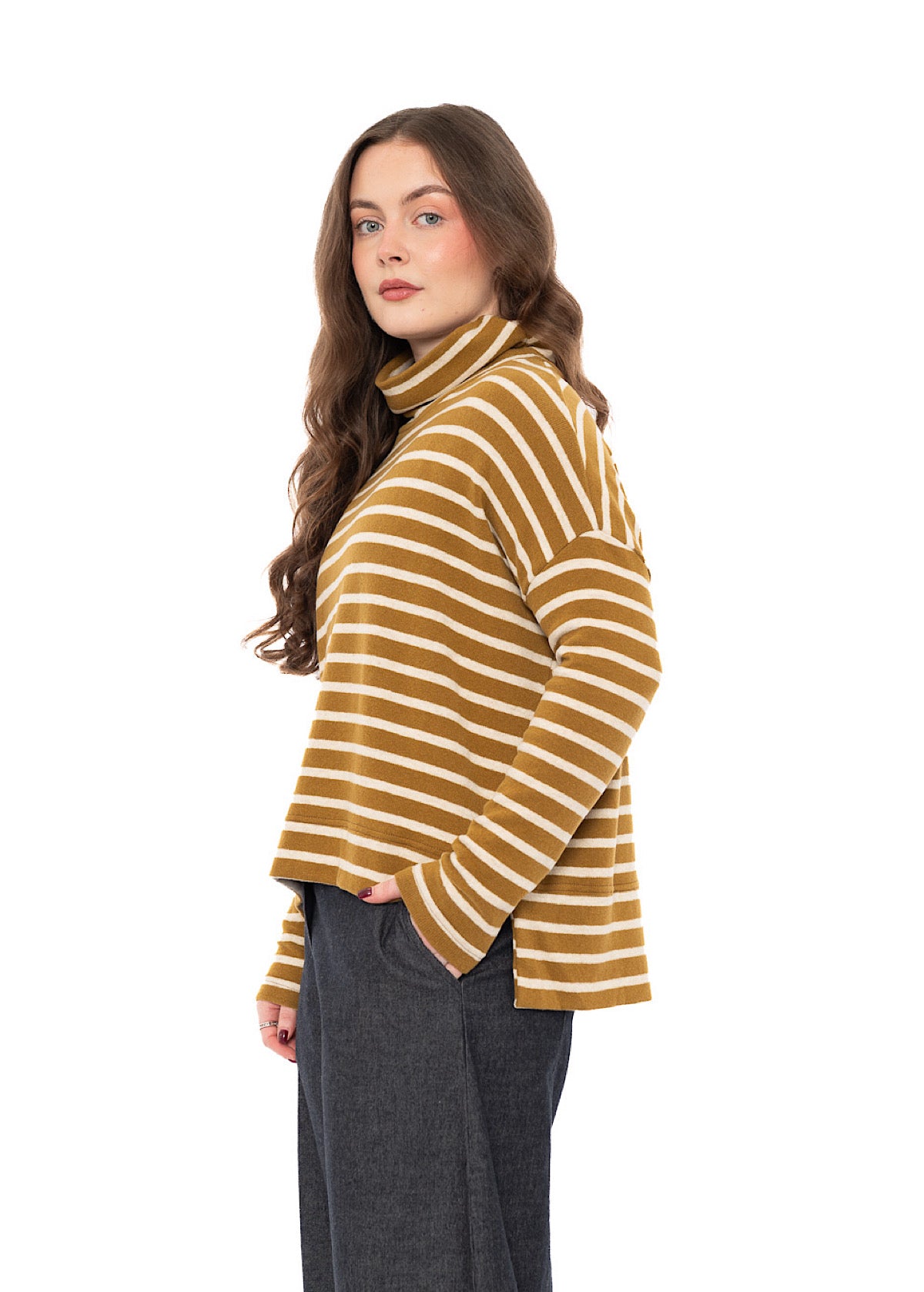STRIPED COTTON-FLEECE MOYET PULLOVER