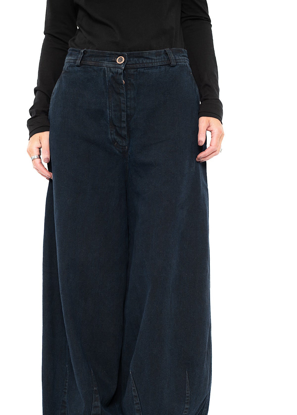 GARMENT-DYED DENIM WIDE LEG TROUSER