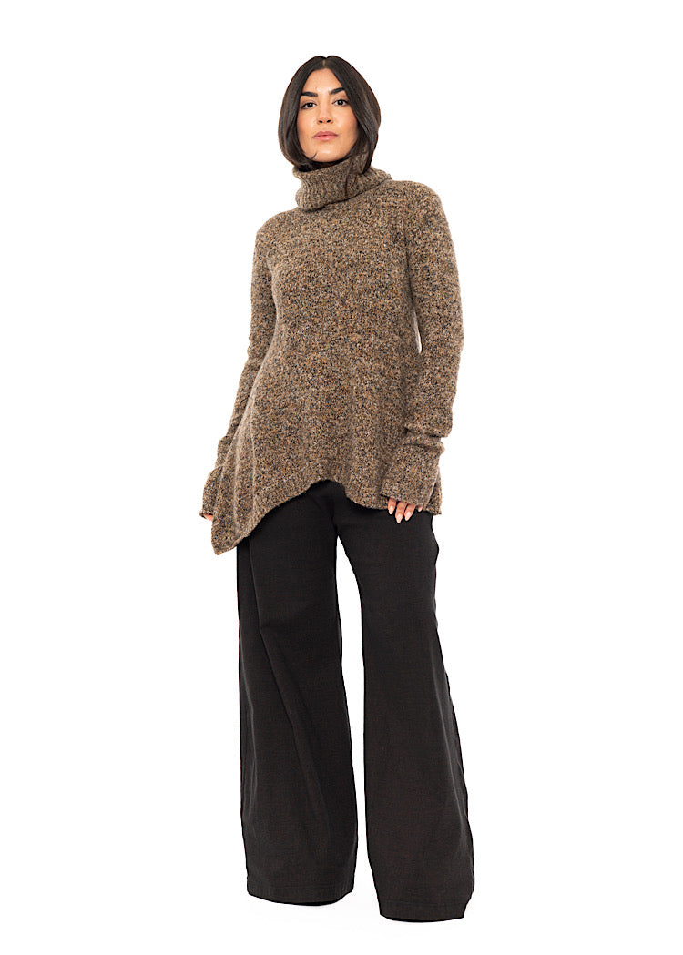 ASYMMETRIC MÉLANGE KNITTED PULLOVER