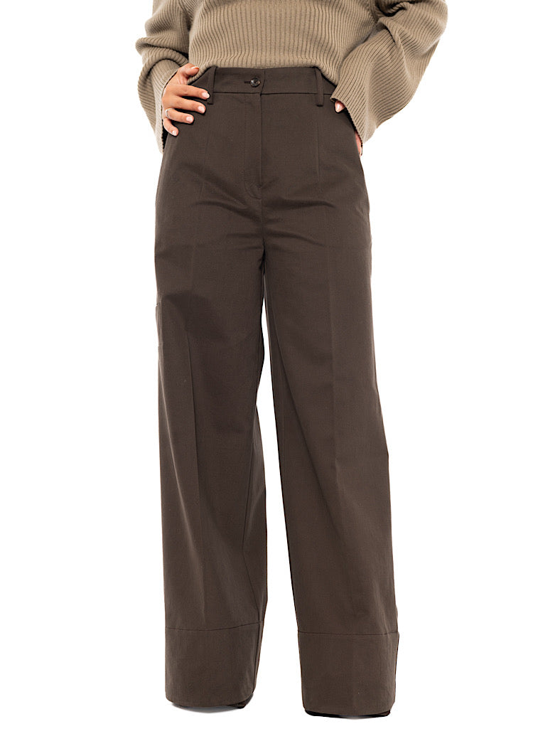 WIDE-LEG COTTON WOOL TROUSER