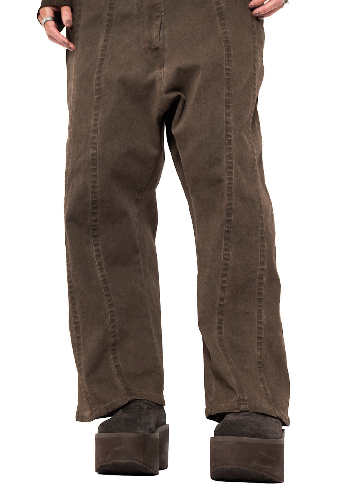 STRAIGHT-LEG DROP-CROTCH DENIM TROUSER