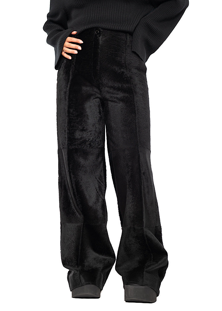 FLARED FUR LEATHER TROUSER