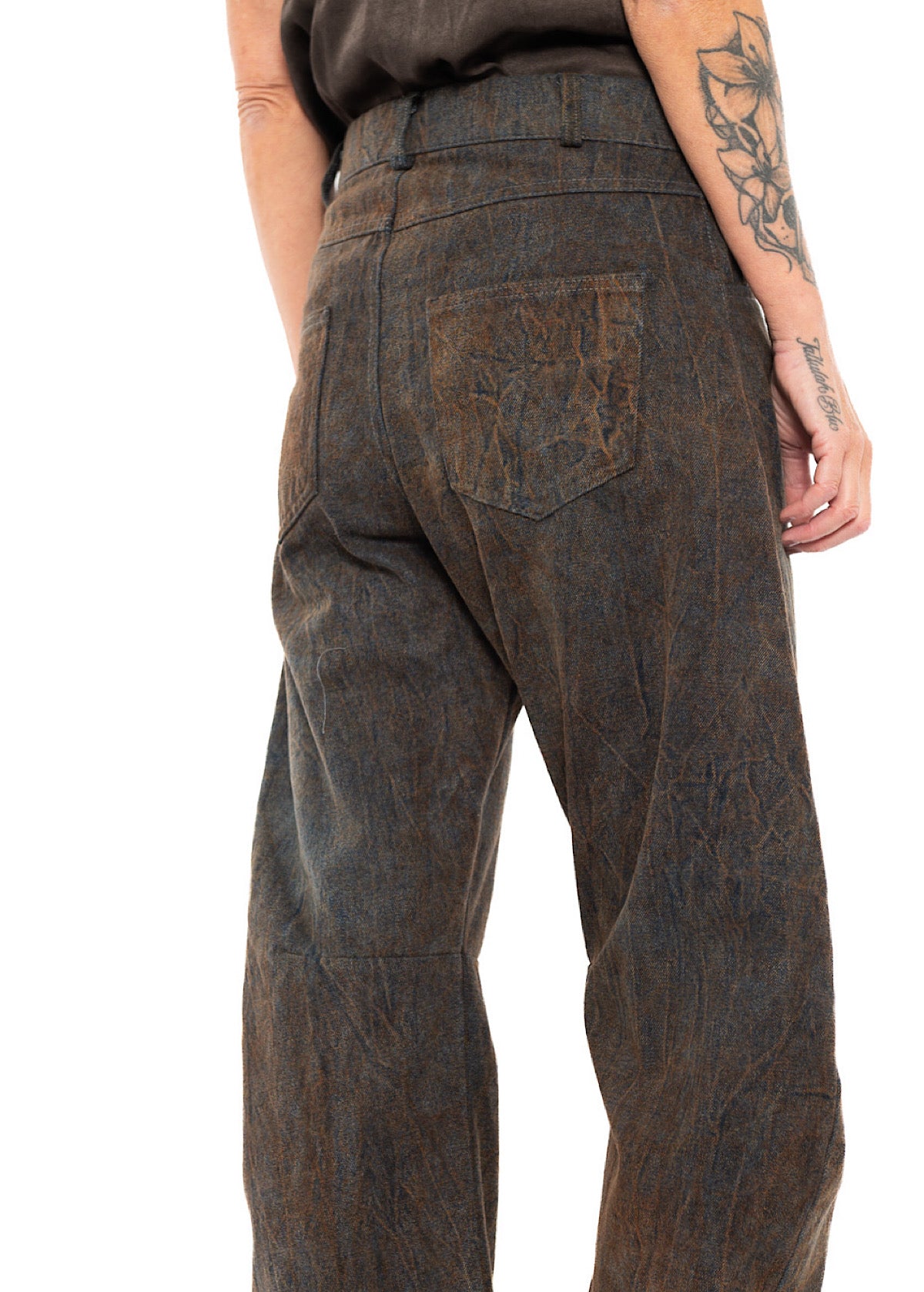 STONE-WASHED DENIM BALLOON TROUSERS