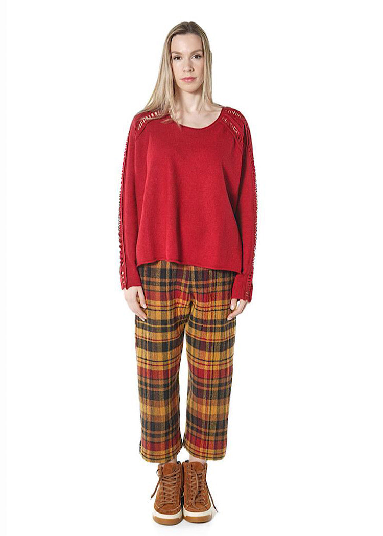 BOILED WOOL LADDER STITCH PULLOVER *FOREST* (Shown in LAVA)