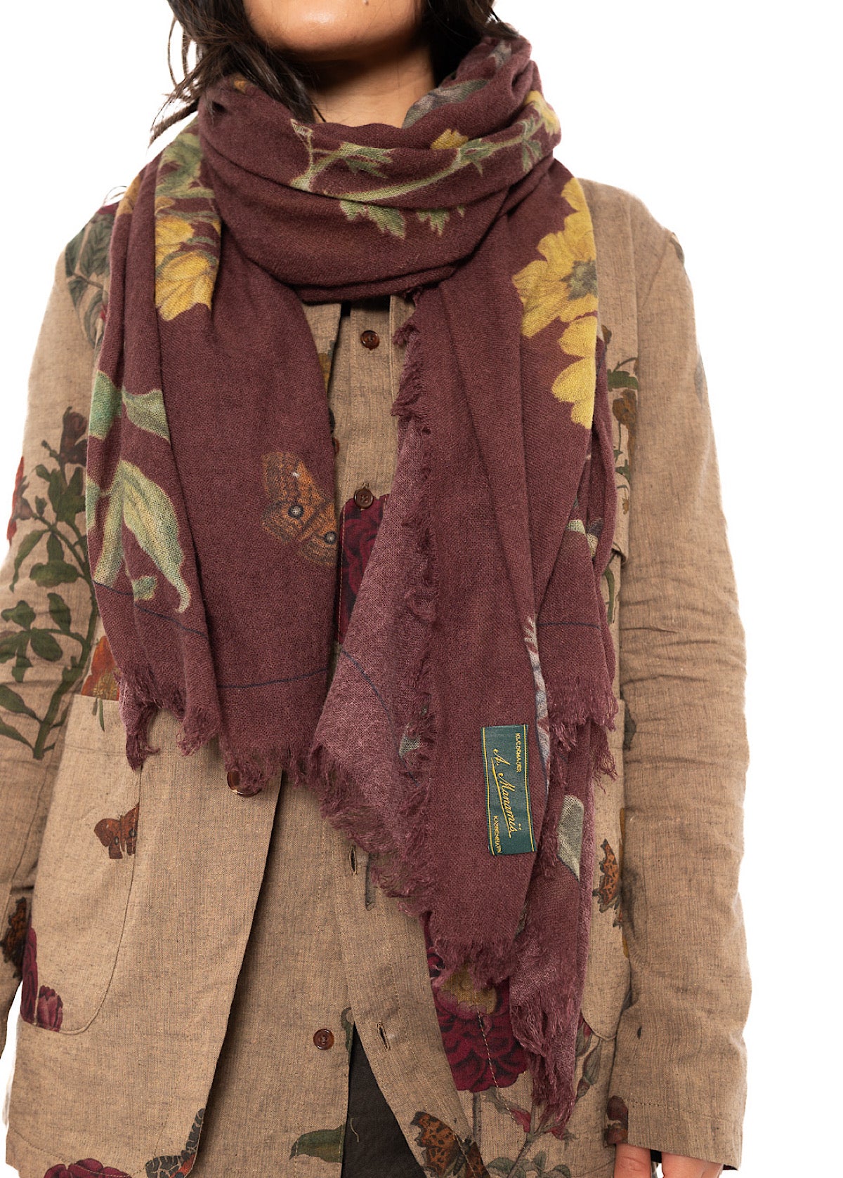 BOTANICAL PRINTED CASHMERE SCARF