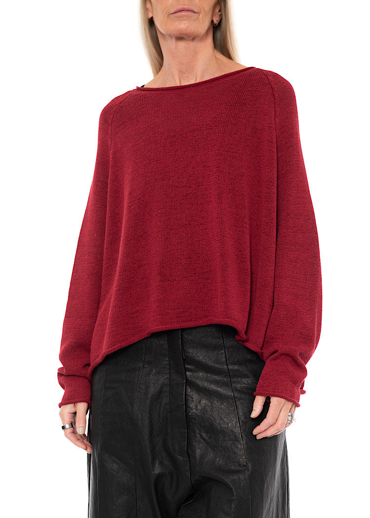 LINEN-BLEND KNITTED PULLOVER