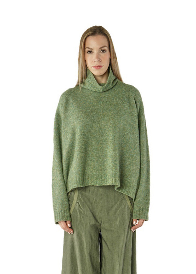 BRUSHED MÉLANGE KNITTED PULLOVER *BLACK* (Shown in LAVA MELANGE)
