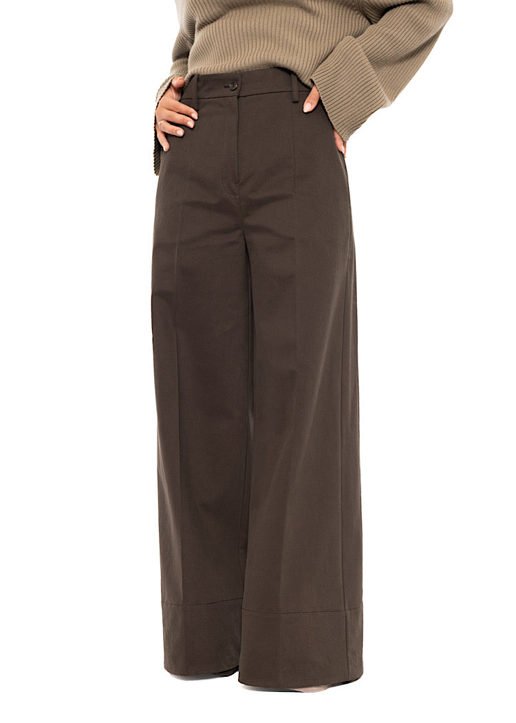 WIDE-LEG COTTON WOOL TROUSER