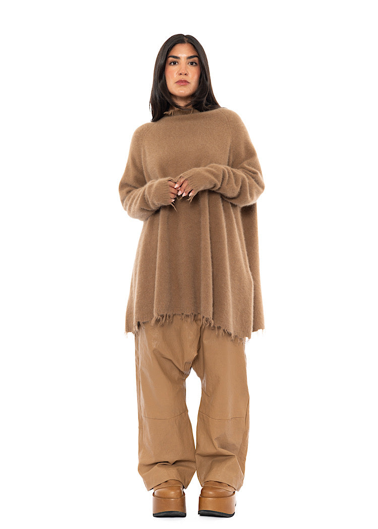 OVERSIZED FOX WOOL SILK KNITTED TUNIC