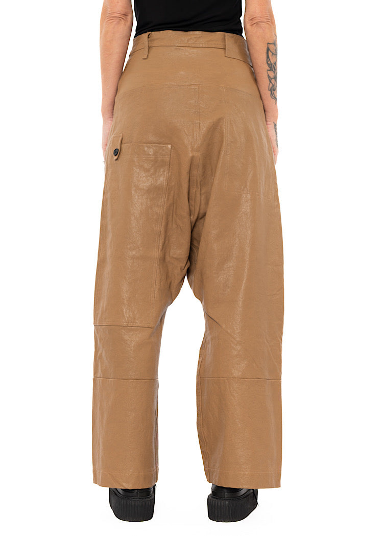 LEATHER DROP-CROTCH TROUSER