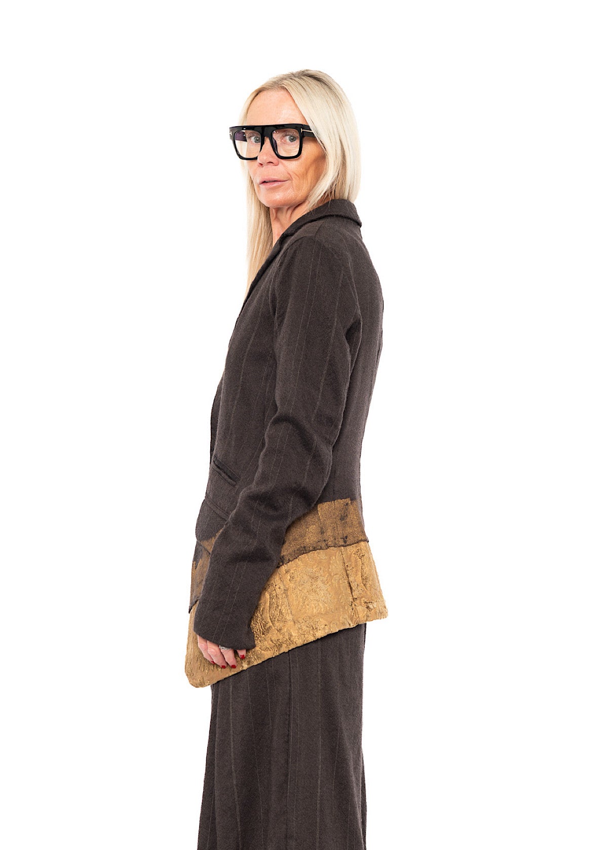GOLDFARBEN BEMALTE Jacke MIT FEINEN NEBELSTREIFEN