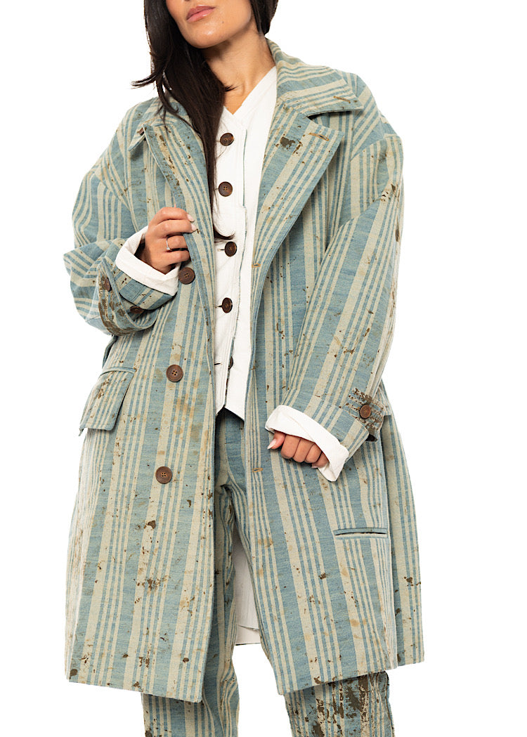 OVERSIZED STRIPED COTTON COAT