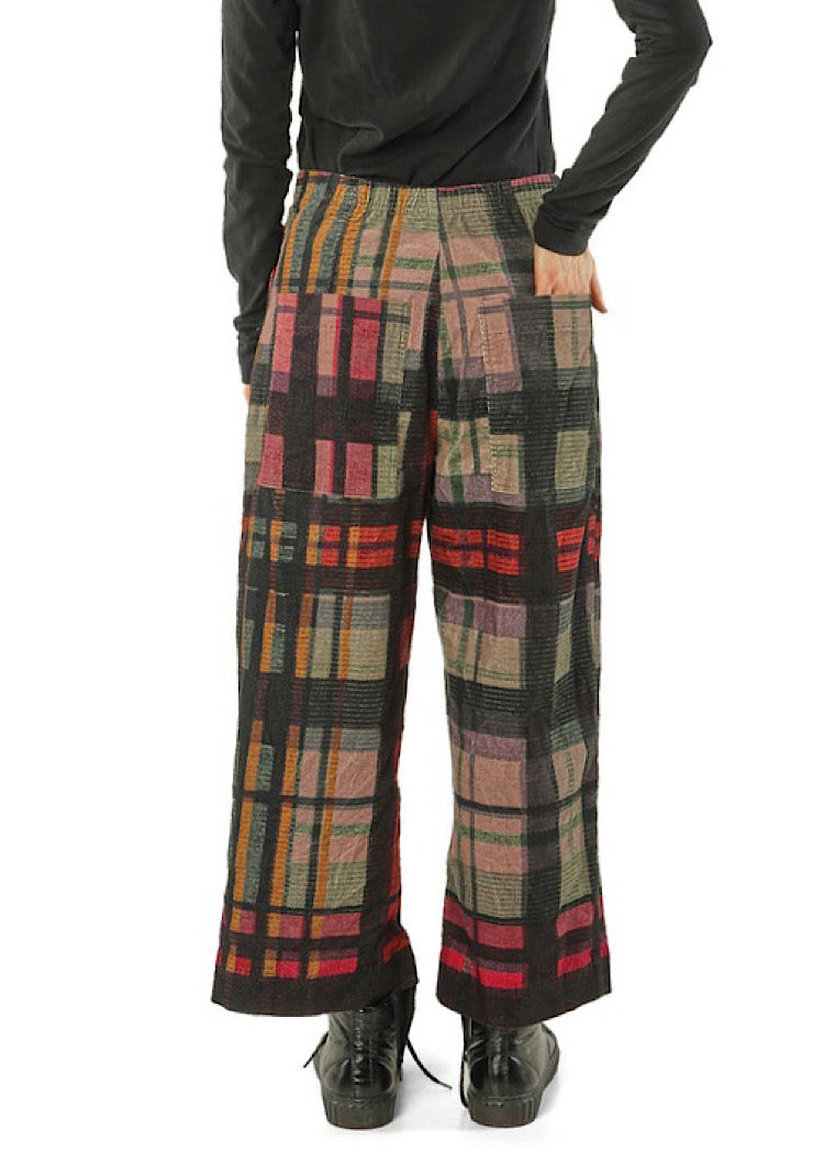 CL WIDE-LEG CHECK VELVET TROUSER
