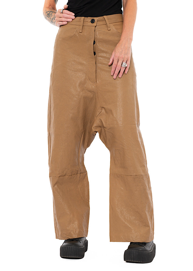 LEATHER DROP-CROTCH TROUSER