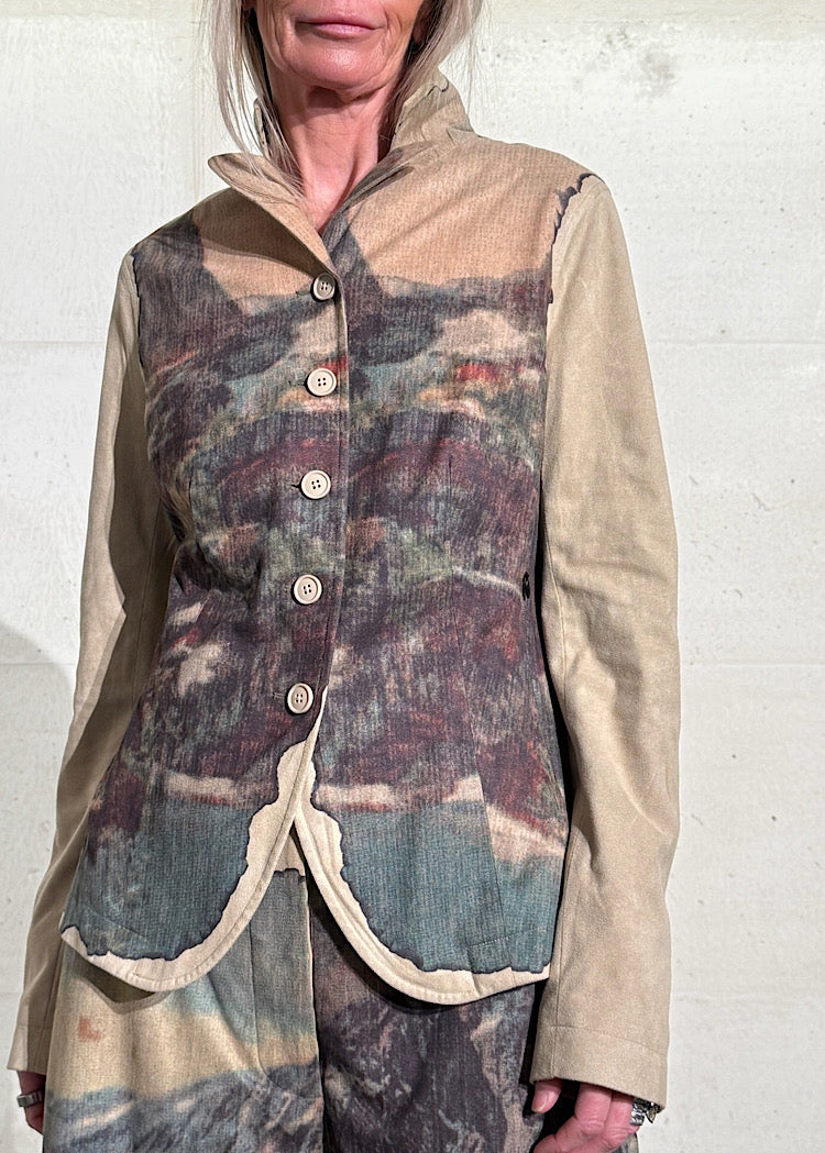 DIGITAL PRINT FAUX SUEDE JACKET