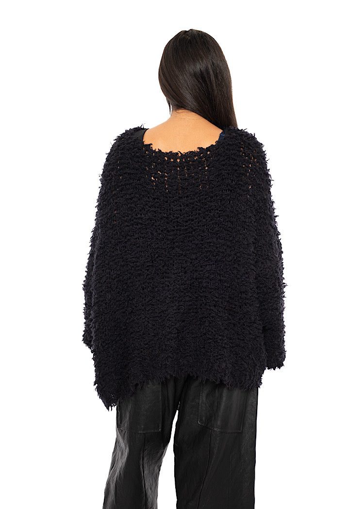 TEXTURED WOOL BLEND PULLOVER
