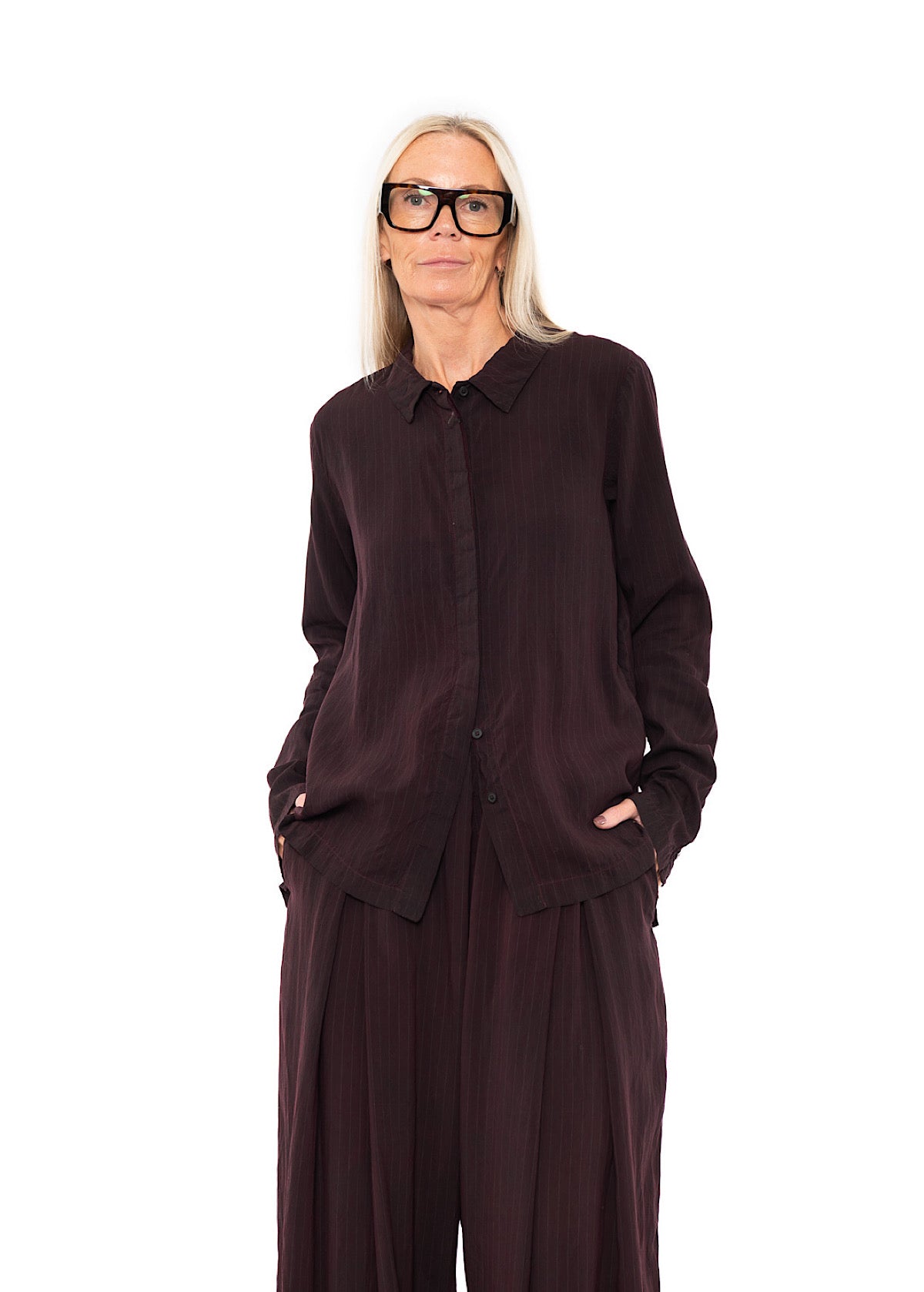 PINSTRIPE VISCOSE-SILK SHIRT