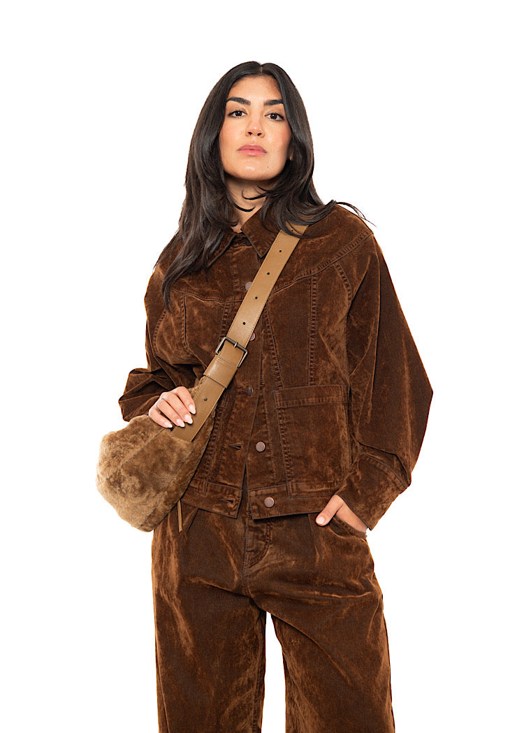 CROSSBODY FUR-FINISHED LEATHER BAG
