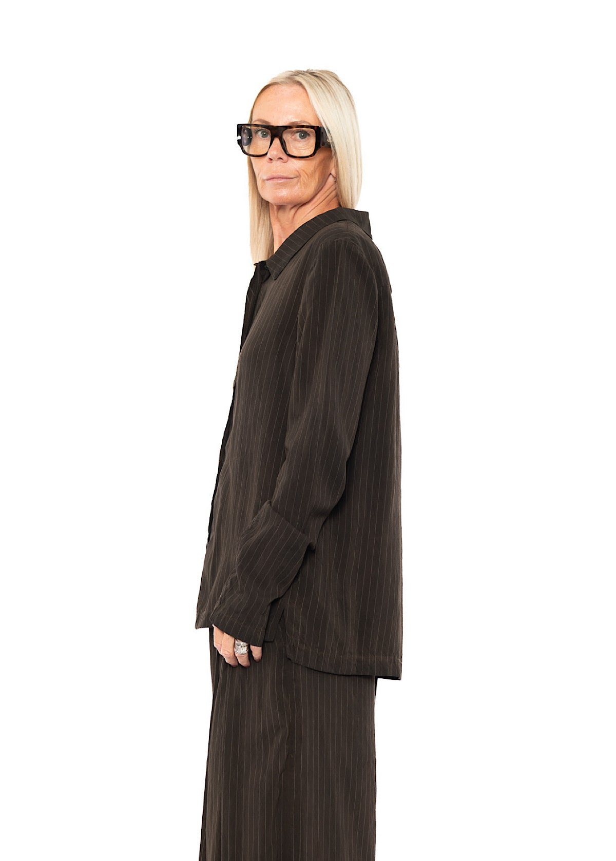 PINSTRIPE VISCOSE-SILK SHIRT
