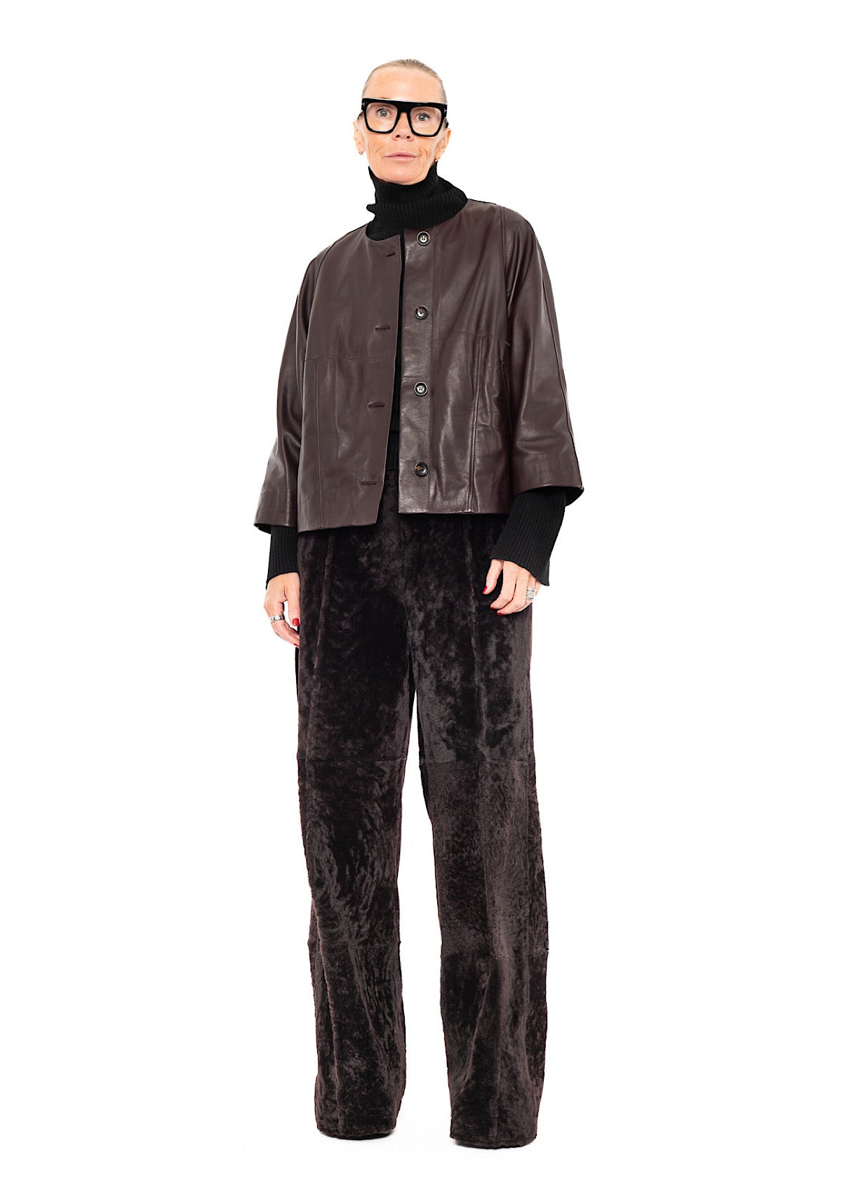 WIDE FUR LEATHER TROUSER