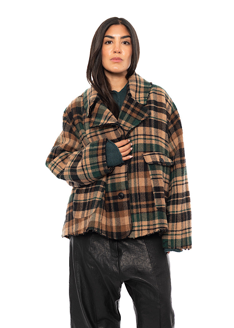 OVERSIZED CHECK WOOL JACKET