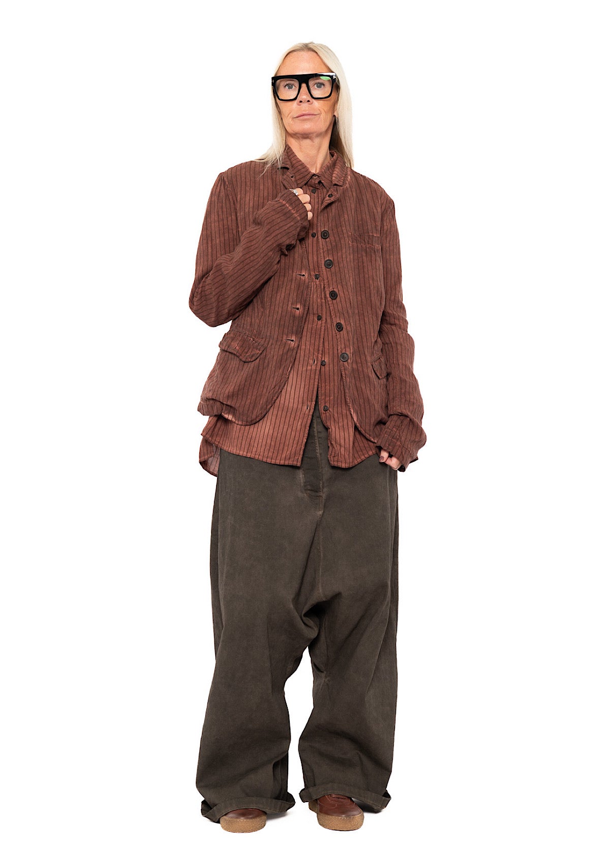 GARMENT-DYED SILK STRIPE JACKET