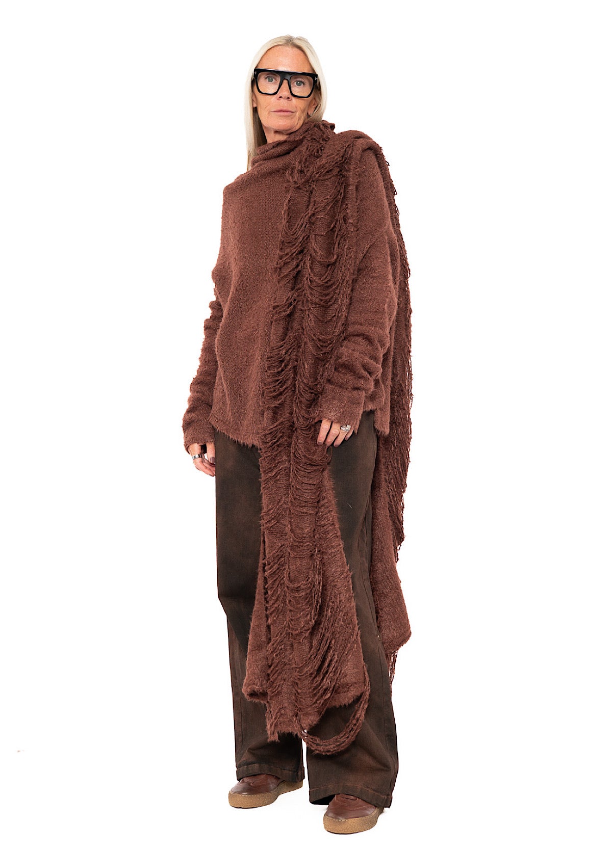 LADDERED SILK KNIT SCARF