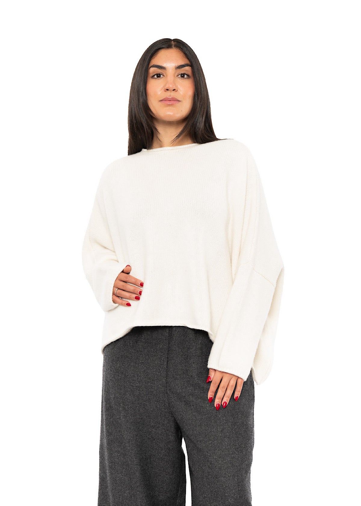 CROPPED CASHMERE BLEND FAUSTA PULLOVER