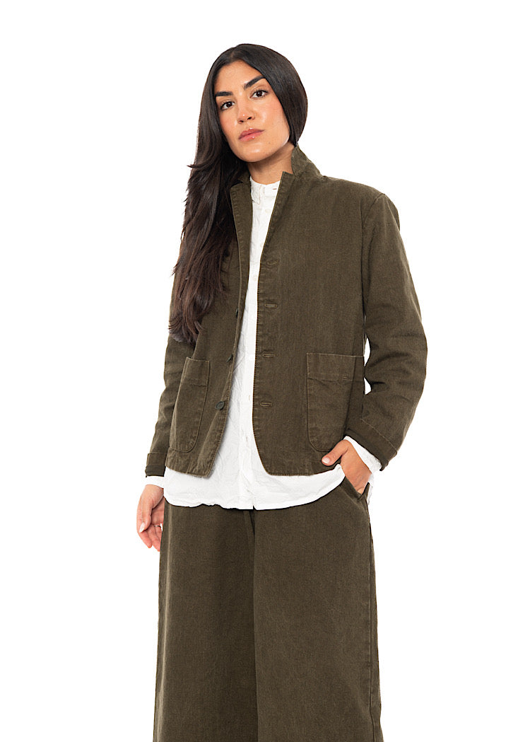 GARMENT-DYED COTTON-LINEN JACKET