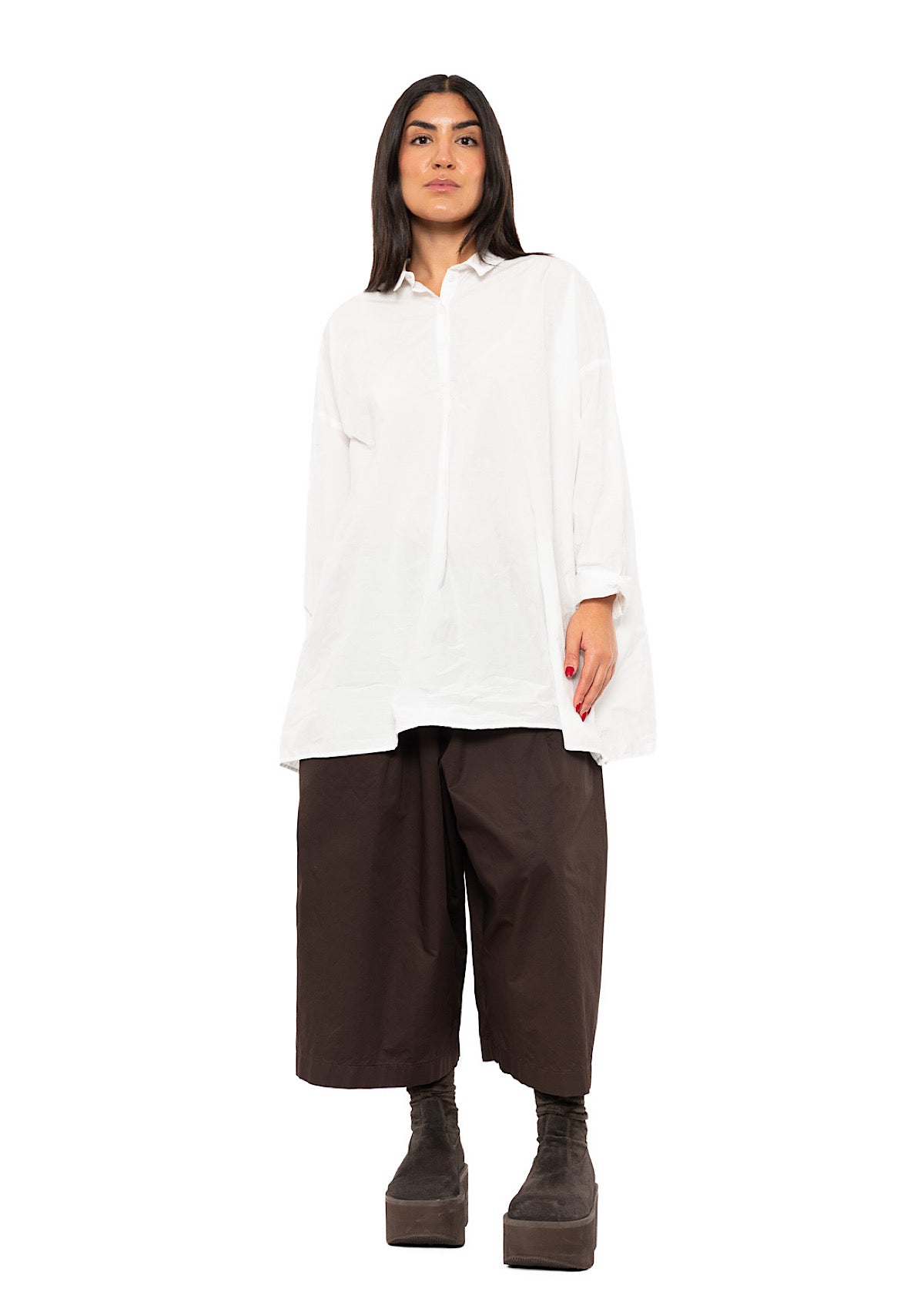 OVERSIZED CRINKLE COTTON HENLEY SHIRT