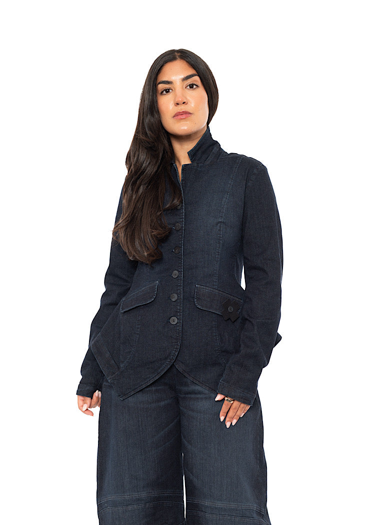 STRETCH DENIM FITTED JACKET