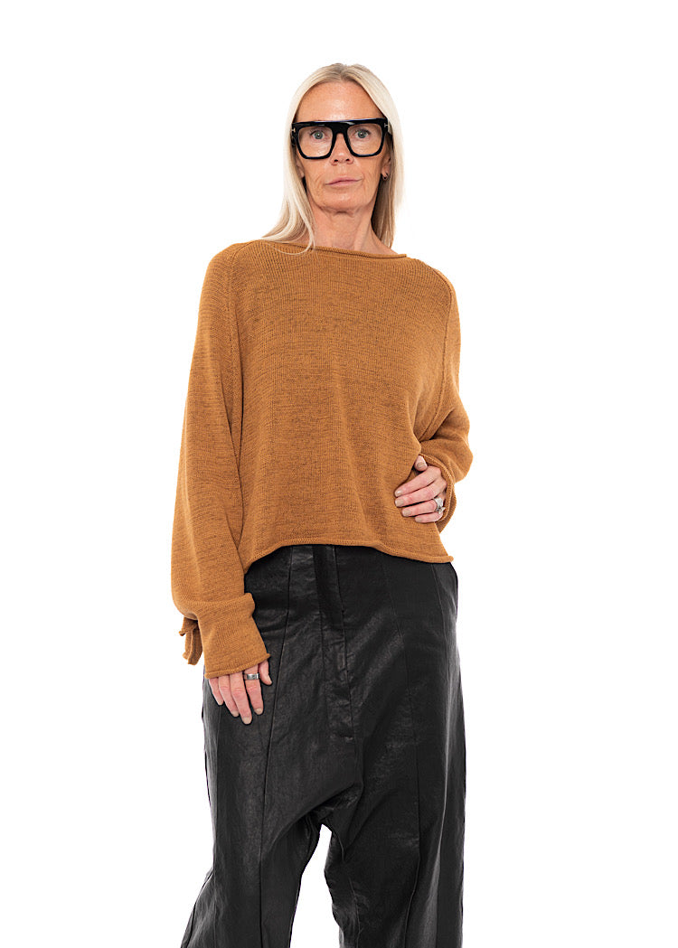 LINEN-BLEND KNITTED PULLOVER