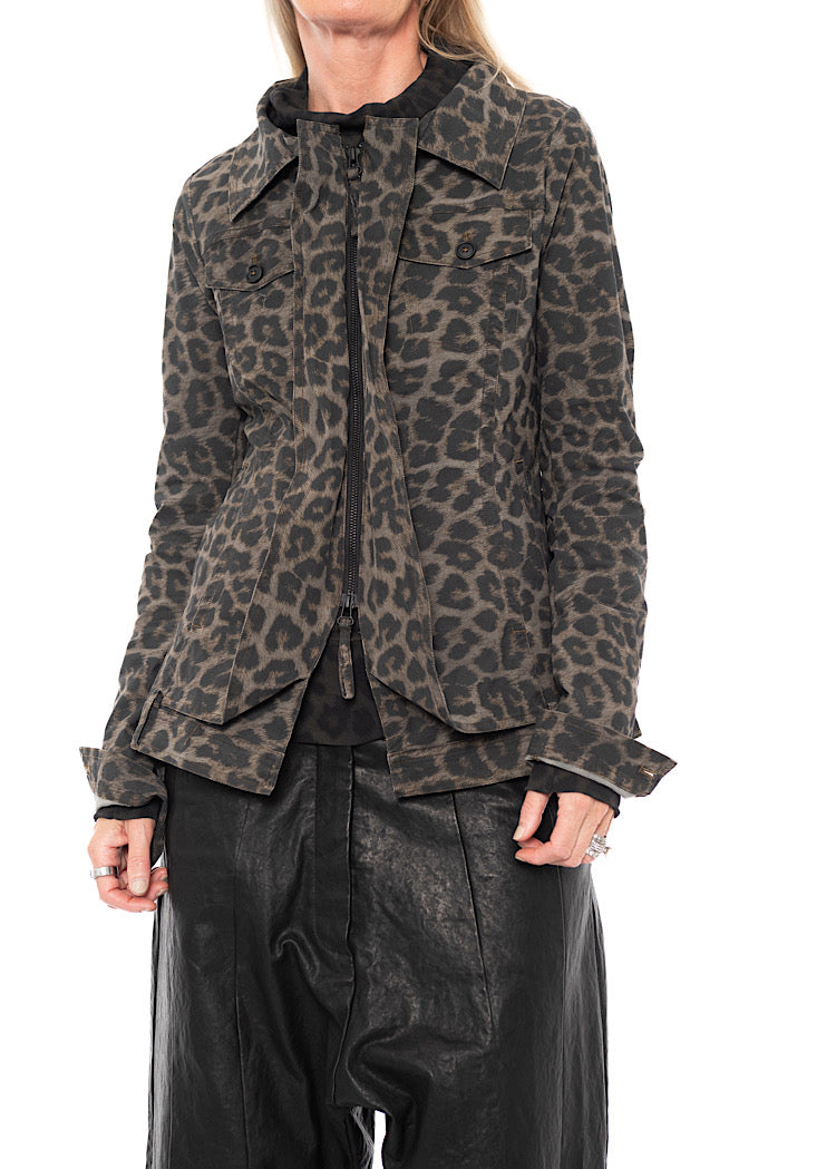 LEOPARD PRINT STRETCH JACKET